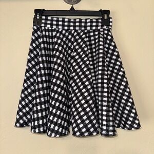 Kathy‎ Black White Gingham Checkered Skater Mini Skirt Women's Size Large